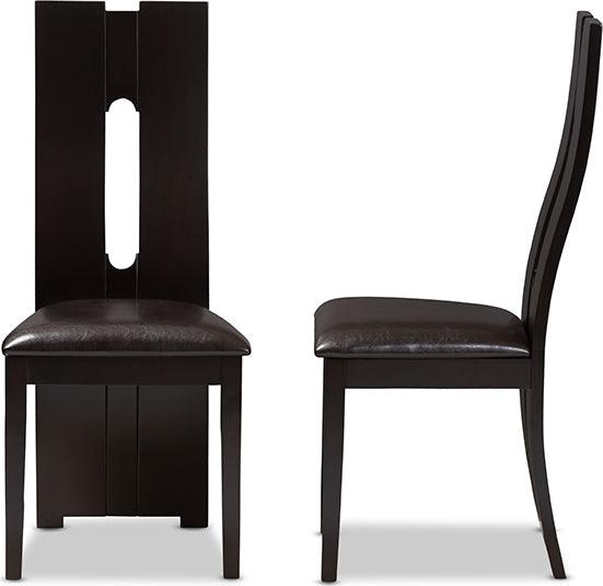 Wholesale Interiors Dining Chairs - Alani Modern And Contemporary Dark Brown Faux Leather Upholstered Dining Chair (Set Of 2)