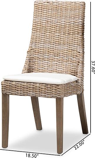 Wholesale Interiors Dining Chairs - Toby Modern Bohemian Grey Rattan 2-Piece Dining Chair Set