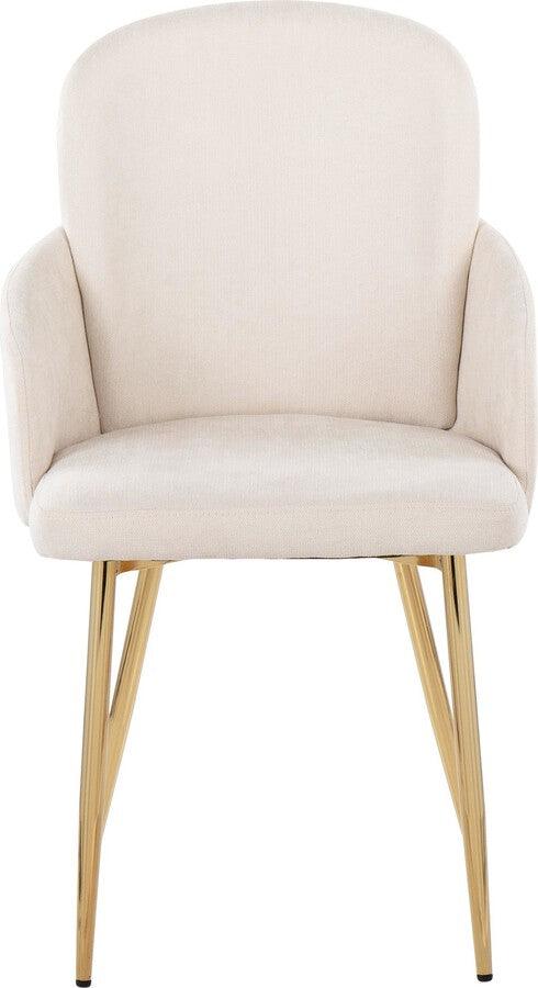 Lumisource Dining Chairs - Dahlia Contemporary Dining Chair In Gold Metal & Cream Fabric With Chrome Accent (Set of 2)