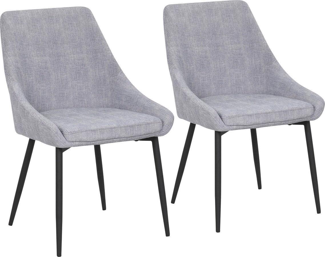 Lumisource Dining Chairs - Diana Contemporary Chair in Black Metal & Grey Corduroy Fabric - Set of 2