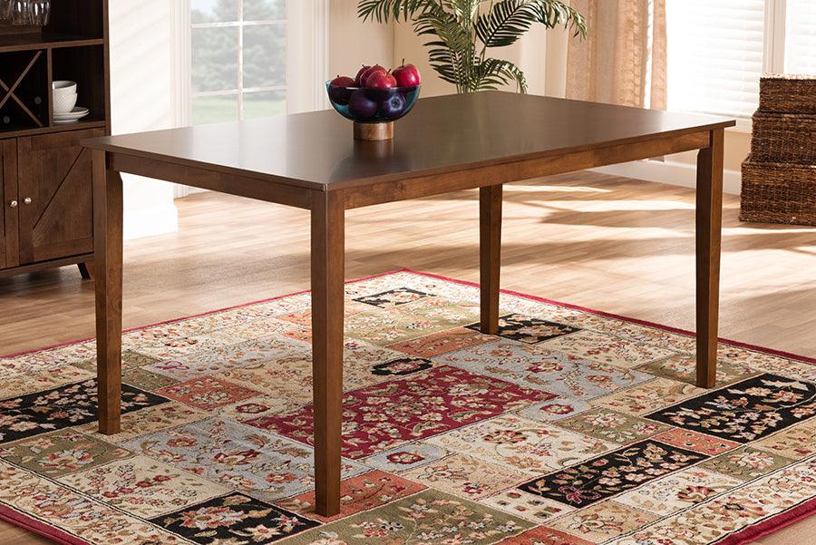 Wholesale Interiors Dining Tables - Eveline Modern and Contemporary Walnut Brown Finished Rectangular Wood Dining Table