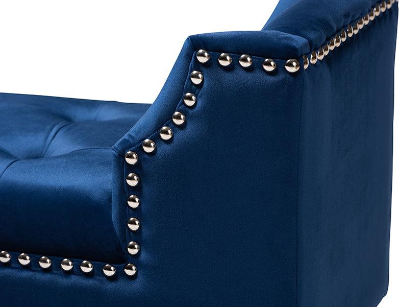 Wholesale Interiors Benches - Perret Royal Blue Velvet Fabric Upholstered Espresso Finished Wood Bench
