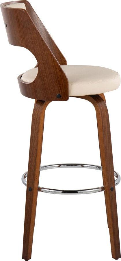 Lumisource Barstools - Cecina Barstool With Swivel In Walnut & Cream Faux Leather (Set of 2)