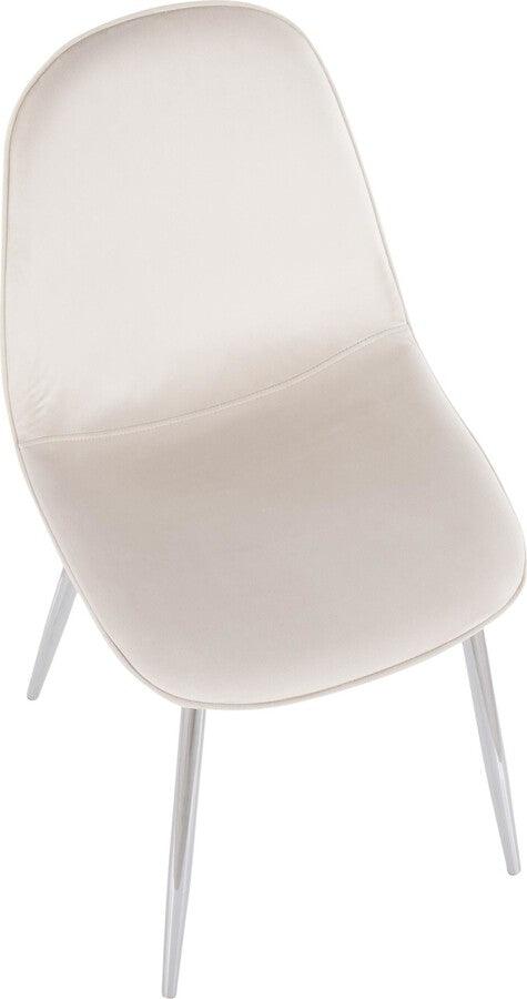 Lumisource Dining Chairs - Pebble Contemporary Chair in Chrome and Cream Velvet - Set of 2