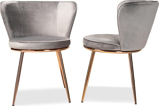Wholesale Interiors Dining Chairs - Farah Glamour Dining Chair Gray & Rose Gold (Set of 2)