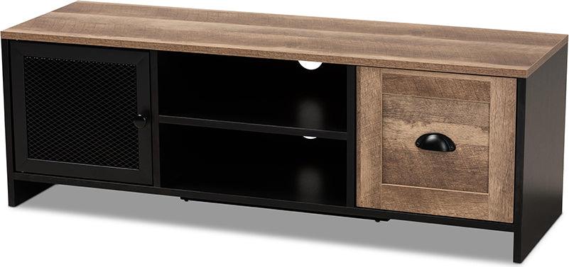 Wholesale Interiors TV & Media Units - Connell Modern and Contemporary Brown and Black Wood and Black Metal 2-Door TV Stand