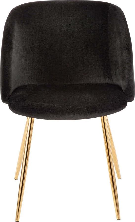 Lumisource Dining Chairs - Fran Contemporary Chair in Gold Metal and Black Velvet - Set of 2