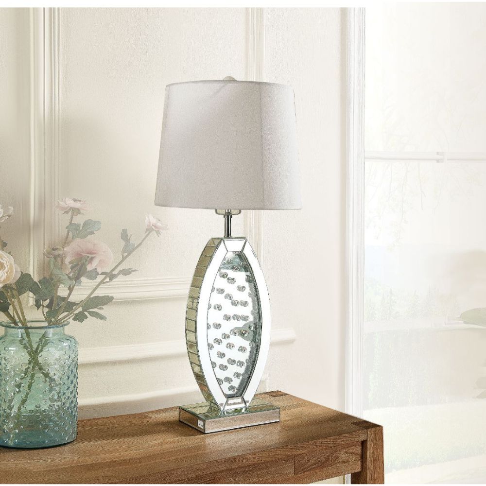 ACME Table Lamps - ACME Nysa Table Lamp, Mirrored & Faux Crystals