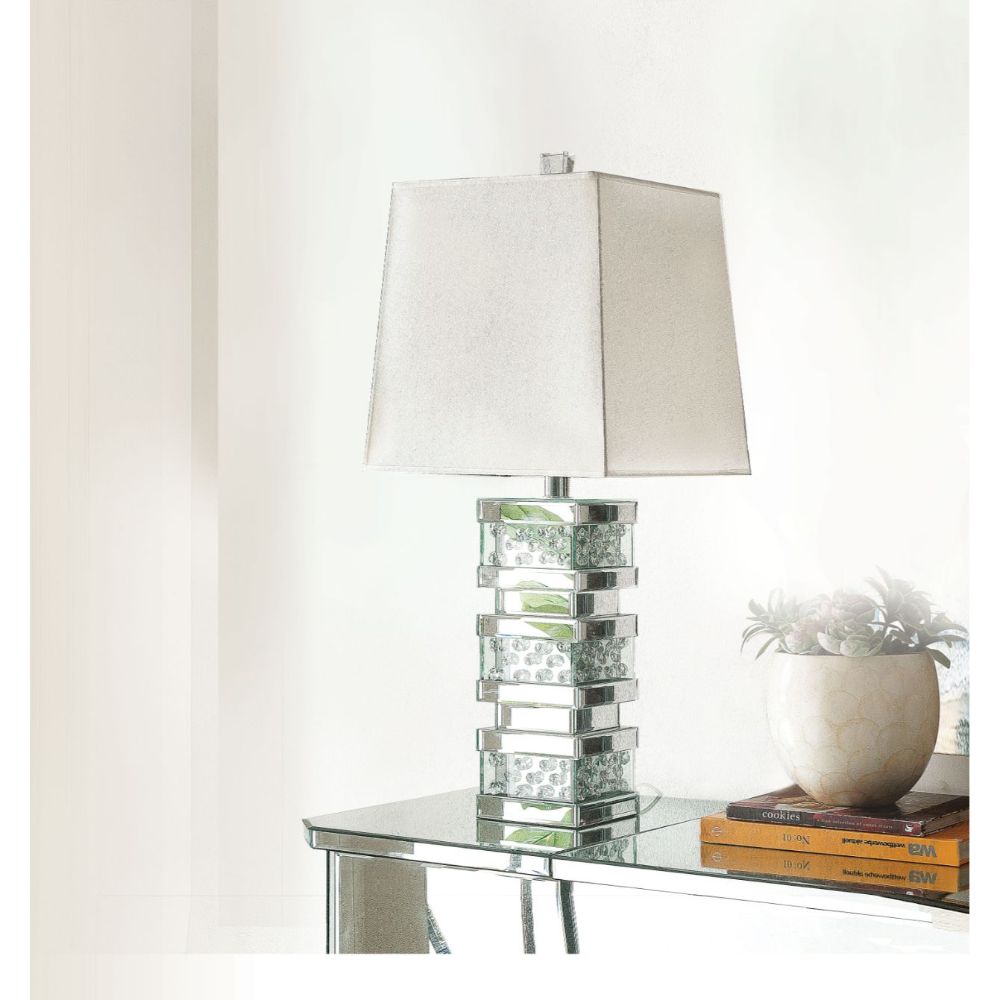 ACME Table Lamps - ACME Nysa Table Lamp, Mirrored & Faux Crystals