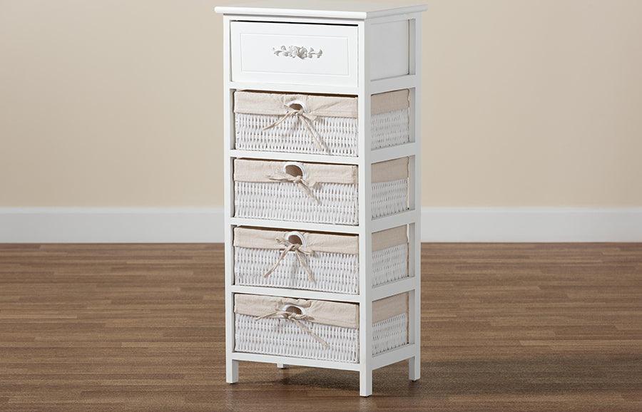 Wholesale Interiors Bedroom Organization - Madelia Modern and Contemporary White Finished Wood and 1-Drawer Storage Unit