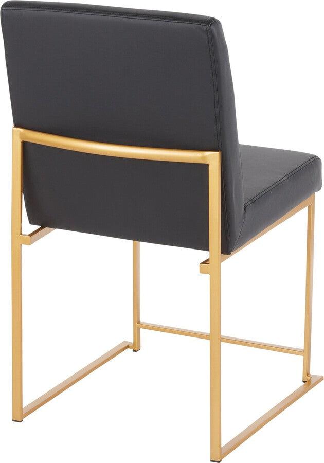 Lumisource Dining Chairs - High Back Fuji Contemporary Dining Chair In Gold & Black Faux Leather (Set of 2)