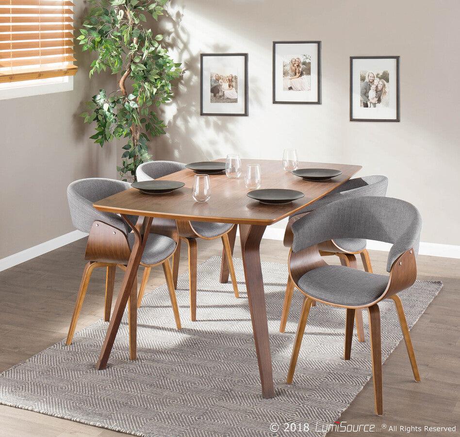 Lumisource Dining Chairs - Vintage Mod Mid-Century Modern Dining/Accent Chair in Walnut & Light Grey