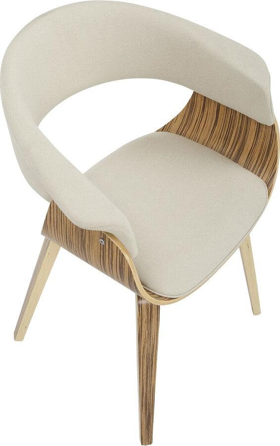 Lumisource Accent Chairs - Vintage Mod Mid-Century Modern Dining/Accent Chair in Zebra Wood and Cream Fabric