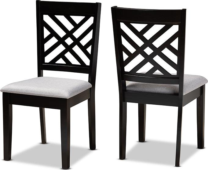 Wholesale Interiors Dining Chairs - Caron Contemporary Grey Fabric Brown Finished Wood 2-Piece Dining Chair Set