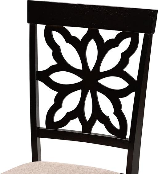 Wholesale Interiors Dining Chairs - Samwell Sand Fabric Upholstered and Dark Brown Finished Wood 2-Piece Dining Chair Set