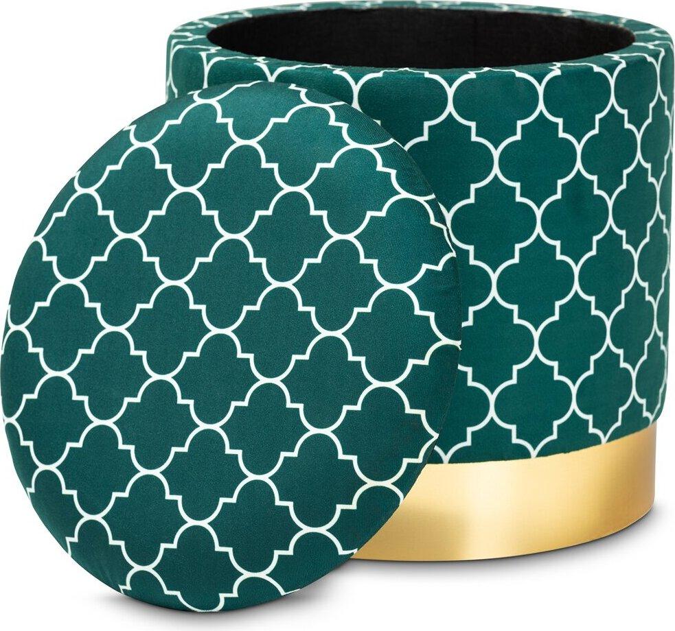 Wholesale Interiors Ottomans & Stools - Smirkie Upholstered Storage Ottoman Teal And Gold