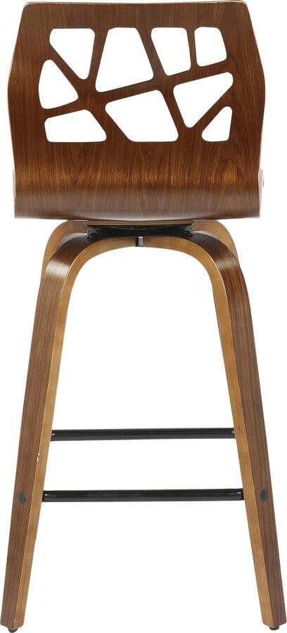 Lumisource Barstools - Folia Mid-Century Modern Counter Stool in Walnut Wood and Charcoal Fabric -set of 2