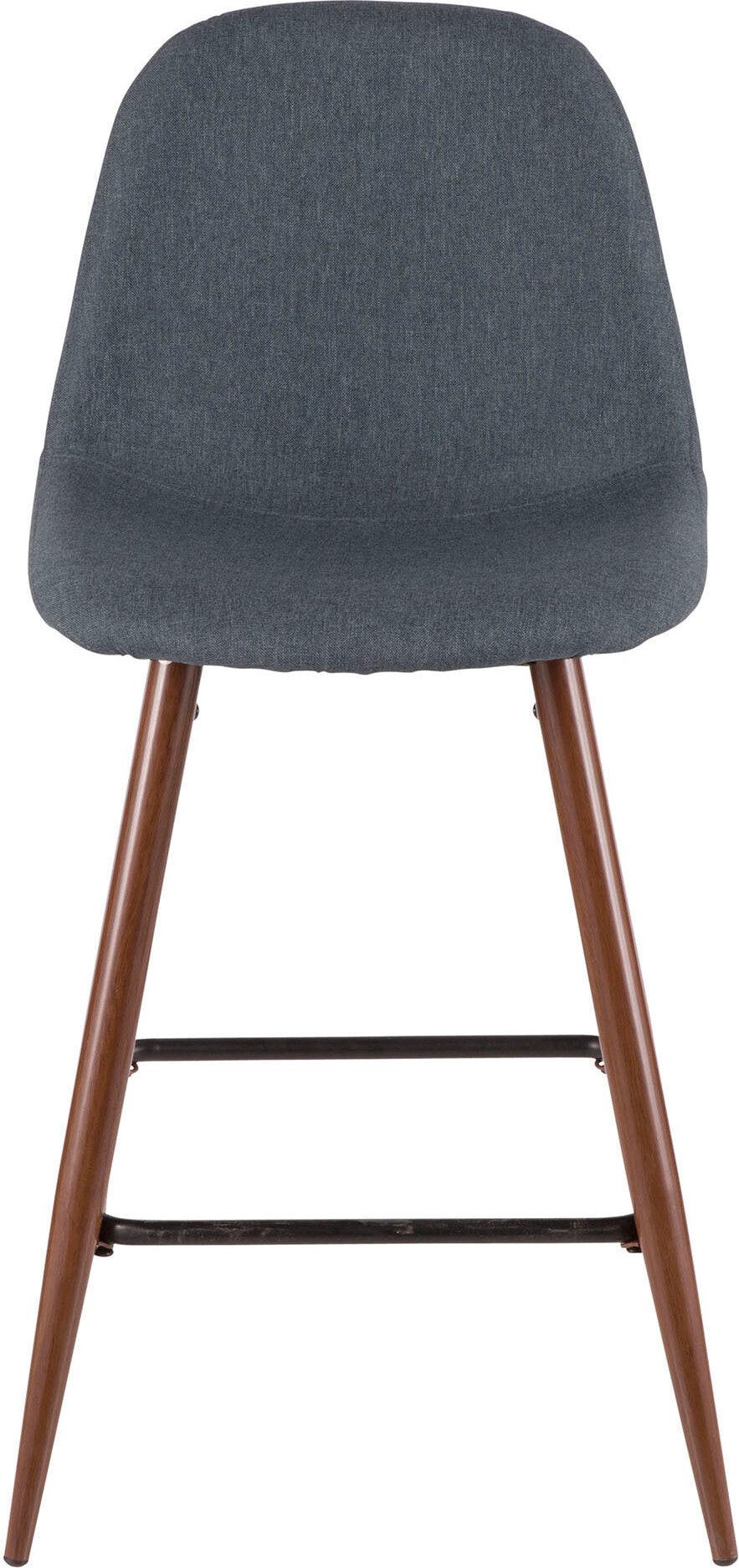 Lumisource Barstools - Pebble Counter Stool Walnut & Blue (Set of 2)