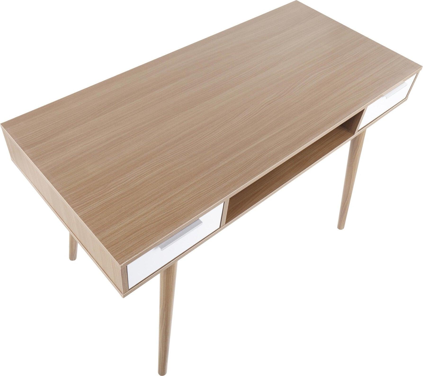 Lumisource Desks - Pebble Double Desk Natural & White