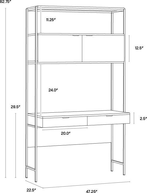 SUNPAN Desks - Ambrose Modular Wall Desk - Champagne Gold - Cream