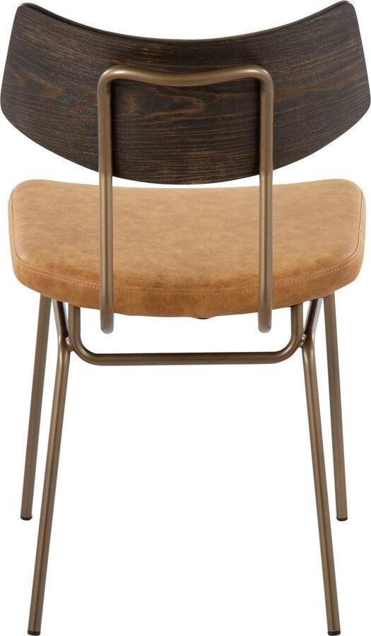 Lumisource Accent Chairs - Walker Chair In Antique Copper Metal, Mustard Yellow Faux Leather, & Walnut Wood (Set of 2)