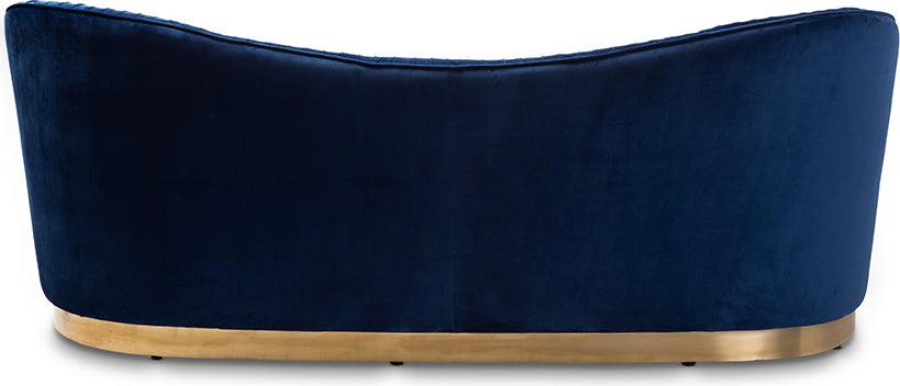 Wholesale Interiors Sofas & Couches - Nevena Glam Royal Blue Velvet Fabric Upholstered Gold-Finished Sofa