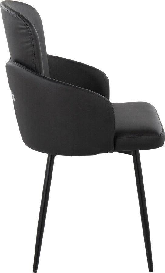 Lumisource Dining Chairs - Dahlia Contemporary Dining Chair In Black Metal & Black Faux Leather With Chrome Accent (Set of 2)