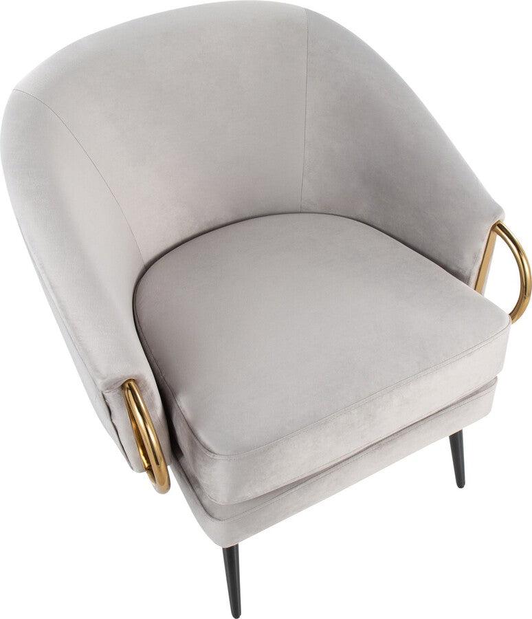 Lumisource Accent Chairs - Claire Contemporary/Glam Black Steel & Silver Velvet With Gold Steel Accents