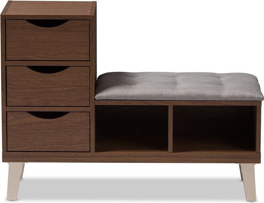 Wholesale Interiors Shoe Storage - Arielle Shoe Storage Seating Bench Walnut & Gray