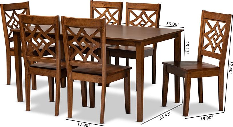 Wholesale Interiors Dining Sets - Nicolette Walnut Brown Finished Wood 7-Piece Dining Set