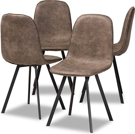 Wholesale Interiors Dining Chairs - Filicia Grey And Brown Imitation Leather Upholstered 4-Piece Metal Dining Chair Set Set