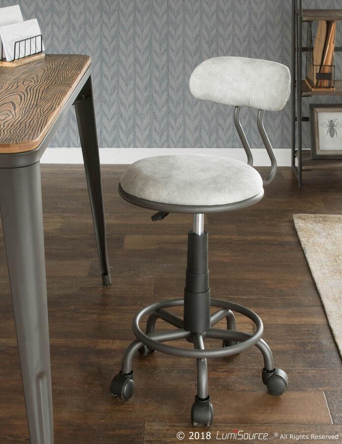 Lumisource Task Chairs - Swift Industrial Task Chair in Grey Metal and Light Grey Faux Leather