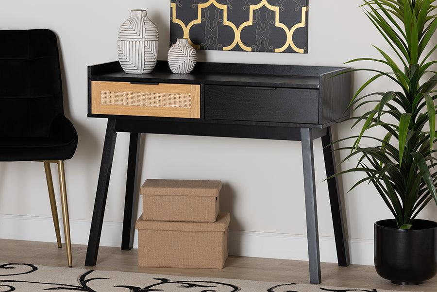 Wholesale Interiors Consoles - Kalani Two-Tone Espresso Brown and Natural Brown Finished Wood 2-Drawer Console Table