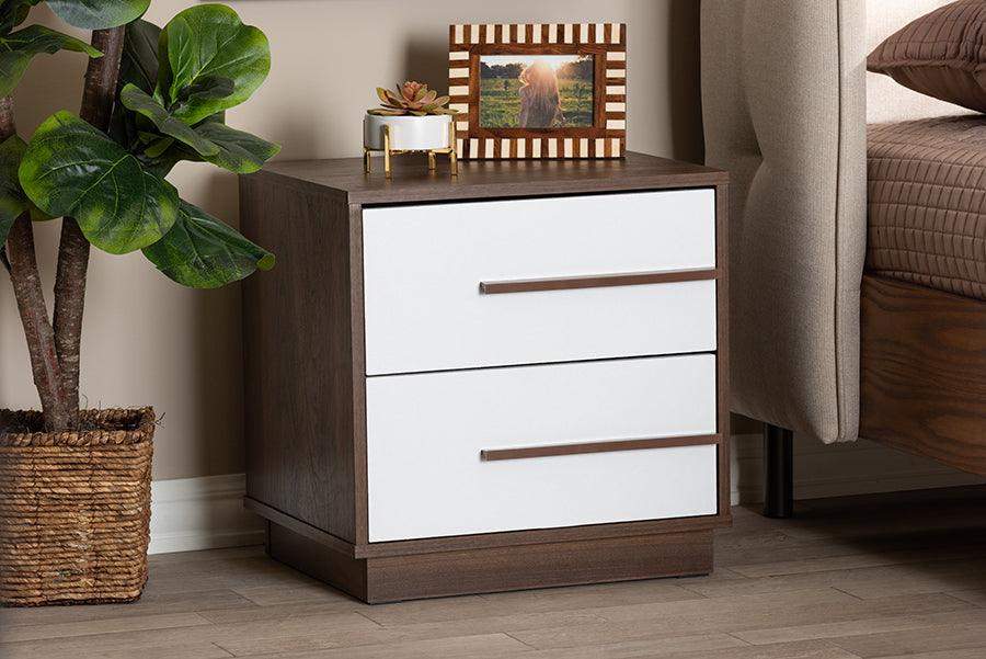 Wholesale Interiors Nightstands & Side Tables - Mette Nightstand White & Walnut