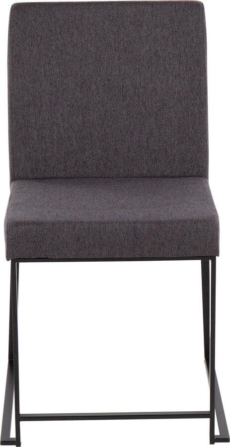 Lumisource Dining Chairs - High Back Fuji Contemporary Dining Chair In Black Steel & Charcoal Fabric (Set of 2)