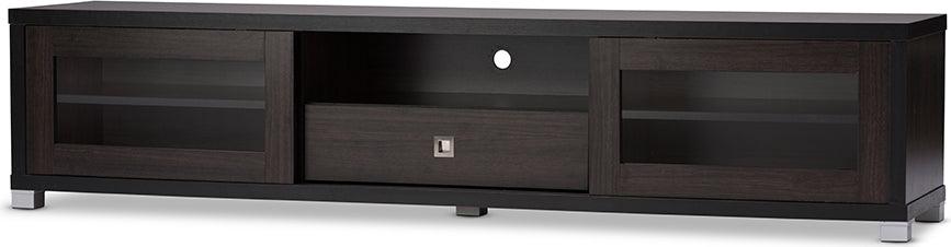 Wholesale Interiors TV & Media Units - Beasley 70-Inch Dark Brown TV Cabinet with 2 Sliding Doors and Drawer