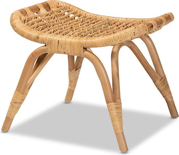 Wholesale Interiors Ottomans & Stools - Bernardo Modern Bohemian Natural Brown Rattan Ottoman