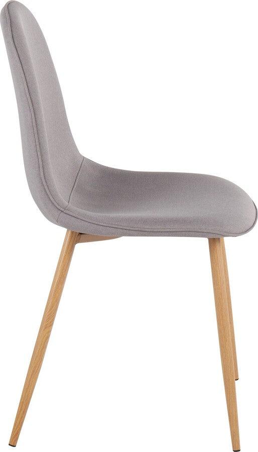 Lumisource Accent Chairs - Pebble Contemporary Chair In Natural Wood Metal & Light Grey Fabric (Set of 2)