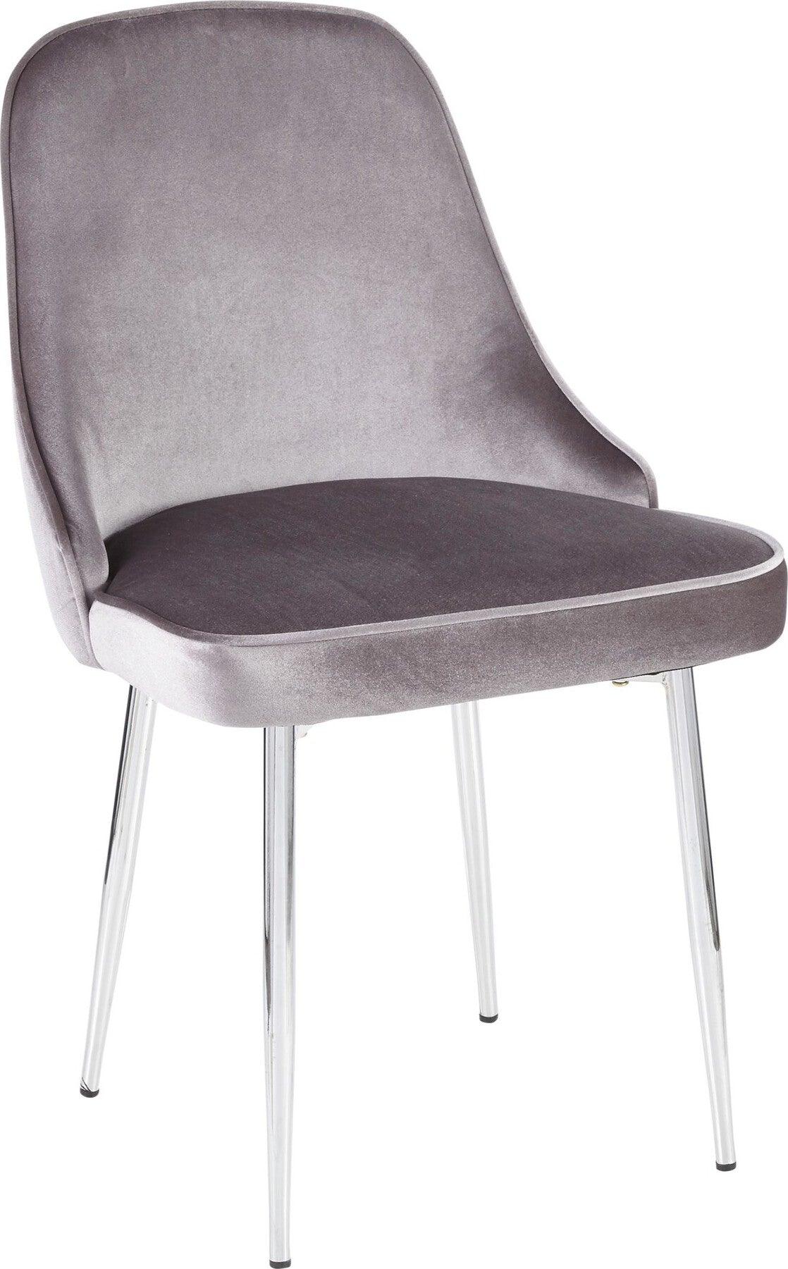 Lumisource Dining Chairs - Marcel Contemporary Dining Chair with Chrome Frame and Silver Velvet Fabric (Set of 2)