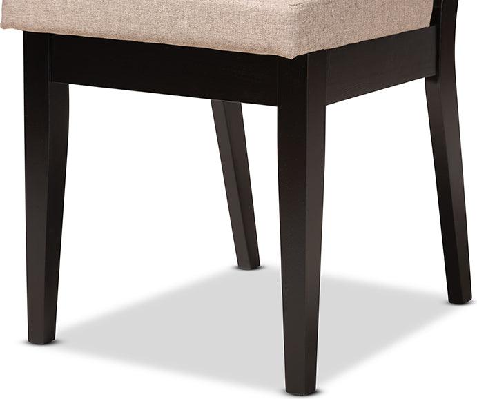 Wholesale Interiors Dining Chairs - Octavia Sand Fabric Upholstered and Dark Brown Finished Wood 2-Piece Dining Chair Set