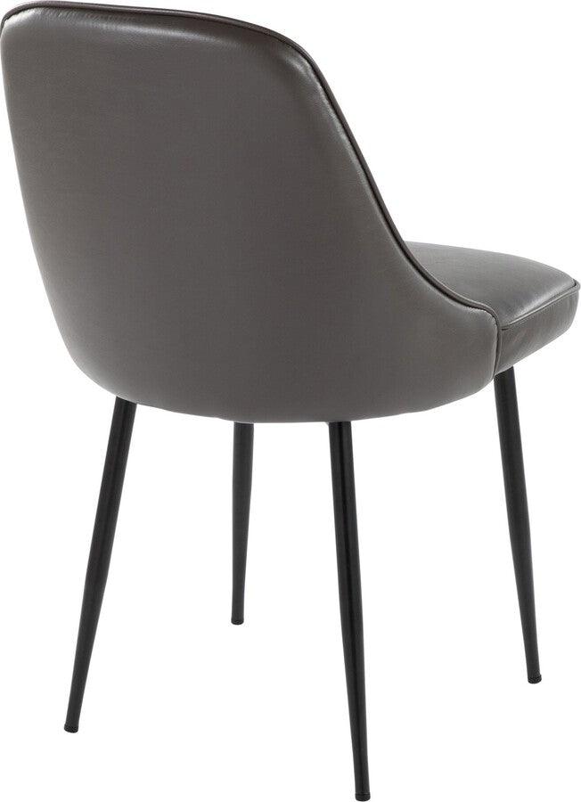Lumisource Dining Chairs - Marcel Contemporary Dining Chair With Black Frame & Grey Faux Leather (Set of 2)