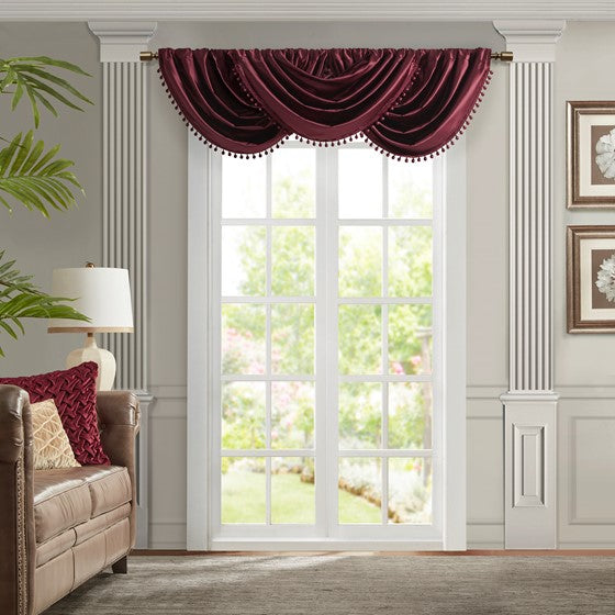 Olliix.com Curtains - Waterfall Valance (Single) Burgundy