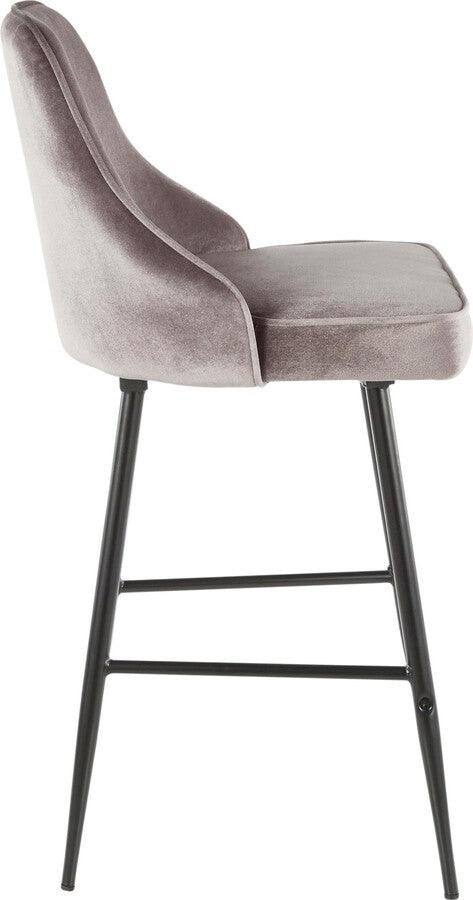 Lumisource Barstools - Marcel Contemporary Counter Stool in Black Metal and Silver Velvet - Set of 2