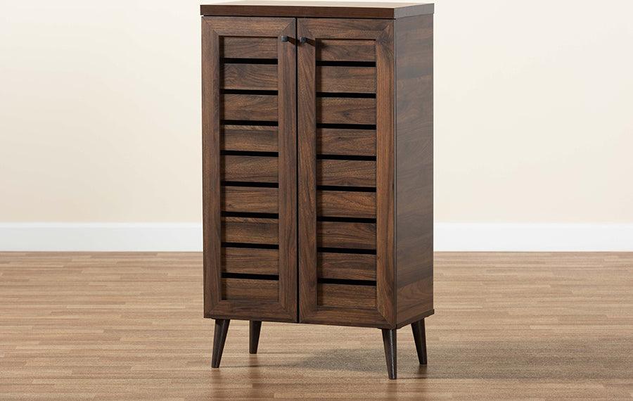 Wholesale Interiors Shoe Storage - Salma Walnut Brown Finished Wood 2-Door Shoe Storage Cabinet