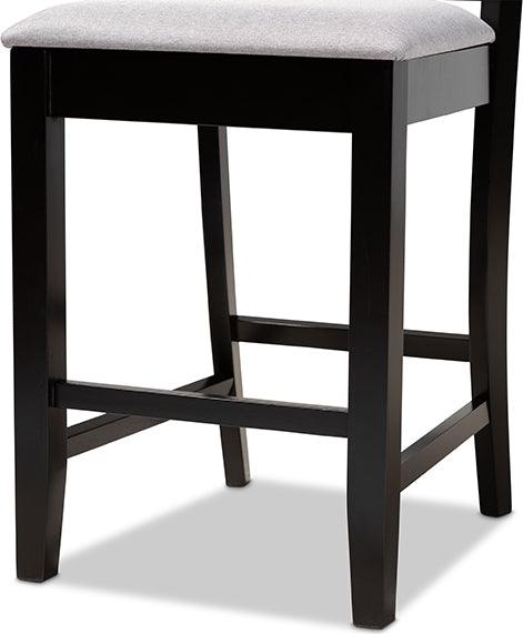 Wholesale Interiors Barstools - Devon Grey Fabric Upholstered And Brown Finished Wood 2-Piece Counter Height Pub Chair Set