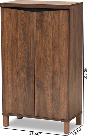 Wholesale Interiors Shoe Storage - Talon Two-Tone Walnut Brown and Dark Grey Finished Wood 2-Door Shoe Storage Cabinet