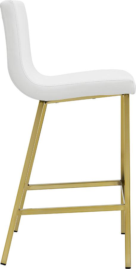 Euro Style Barstools - Scott Counter Stool in White and Matte Brushed Gold Legs - Set of 2