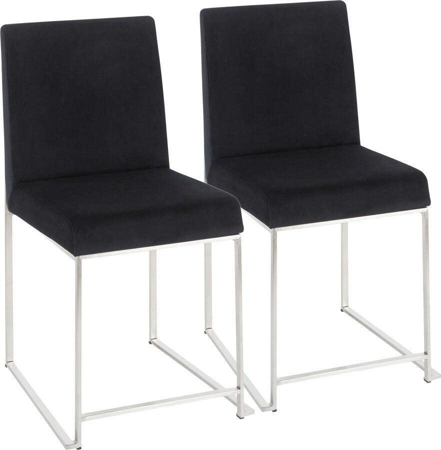 Lumisource Dining Chairs - High Back Fuji Contemporary Dining Chair in Stainless Steel and Black Velvet - Set of 2