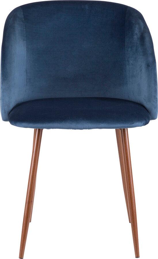 Lumisource Dining Chairs - Fran Contemporary Dining Chair in Walnut and Blue Velvet - Set of 2