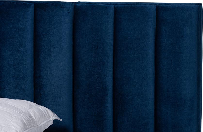 Wholesale Interiors Beds - Fiorenza King Bed Navy Blue & Black